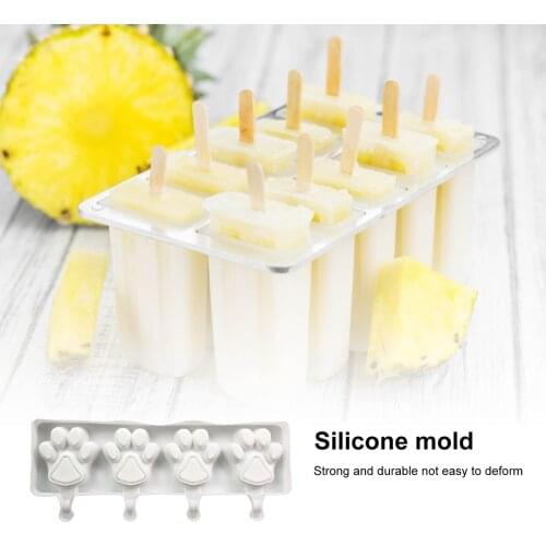 4 Cell Ice Cream Silicone Mold Durable DIY Handmade Summer Ice Cream Tools Non-stick French Mousse Popsicle Mold For Food Grade