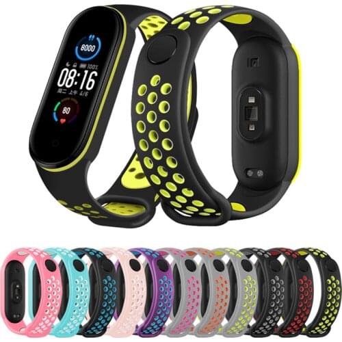 Silicone Strap for Xiaomi Mi Band 6 5 4 3 Bracelet Sport Breathable Replacement Wrist Band for MiBand 5 MiBand 6 Mi Band 5