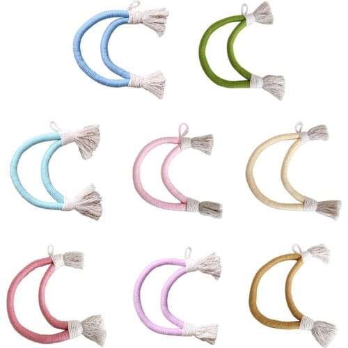 Nordic Hand-woven Macrame Tapestry Cotton Rope Weave Moon Wall Hanging Pendant P31B