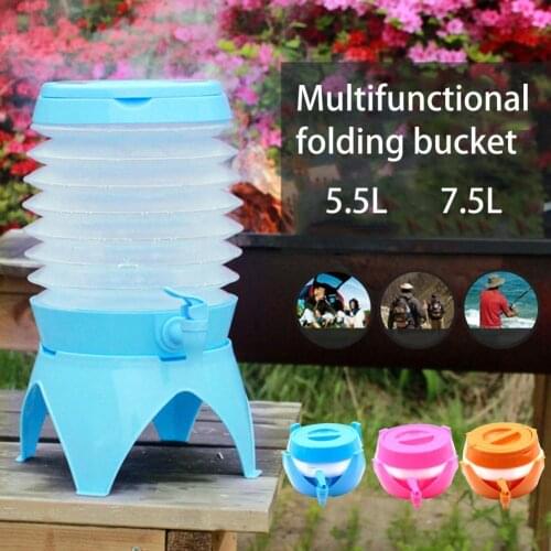 5.5L/7.5L Outdoor Camping Retractable Folding Bucket Ultralight Portable Camping Water Storage Dispenser for Picnic