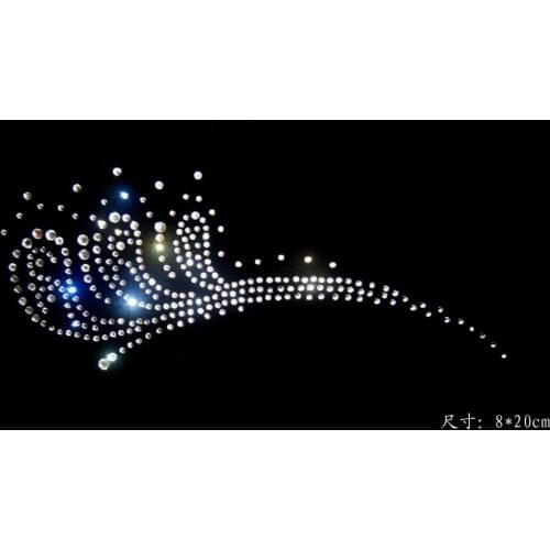 2pc/lot Little Phoenix tail iron on crystal transfers design hot fix rhinestone rhinestone iron on patches appliques