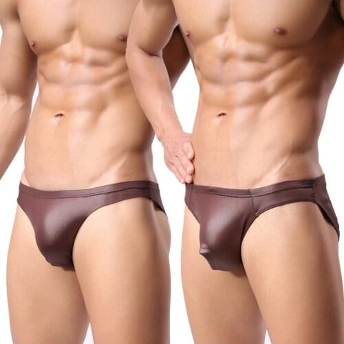 Men Faux Leather Briefs Underwear Men Sexy Penis Pouch Jockstrap Low Waist Man Panties Male Lingerie Homme Cuecas Gay Underpants