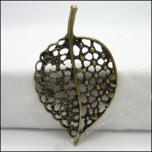 55pcs Vintage Charms Leaf Pendant Antique bronze Fit Bracelets Necklace DIY Metal Jewelry Making