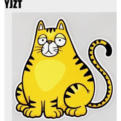 YJZT 12.4CM×13.2CM Fun Cat Sitting In Shape Decal PVC Car Sticker 11C-0282