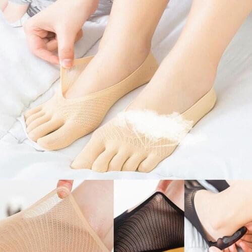 Women Summer Thin Five-finger Socks Female Ultrathin Yoga Sock Toe Invisible Sokken Silicone Anti-skid Breathable Stockings