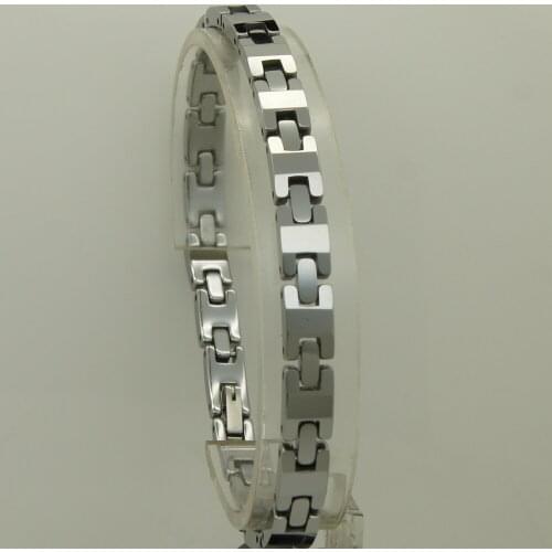 Lady 6mm width geometrical facet link classic hi-tech scratch proof tungsten bracelet