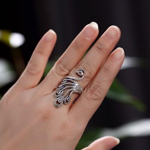 Peacock Ring for Women Vintage Boho Party Rings Gothic Punk Jewelry Gifts for Girls 2021
