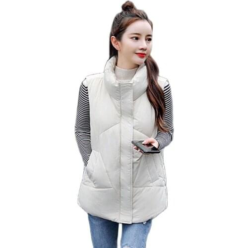Vests Short Women Autumn Jacket Fashion Wild Loose Cotton Warm Coat 2021 Large Size Sleeveless Outer Wear Womens Suit Vest