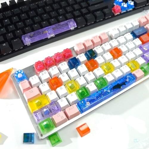 Mechanical Gaming Keyboard Mold Computer PC Gamer Pet Paw keycaps Silicone Molds Epoxy Resin
