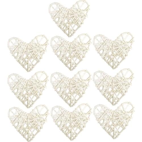 10Pcs loving heart shape Handmade Wicker Rattan Balls, Garden, Wedding, Party Decorative Crafts, Vase Fillers, kids Toys