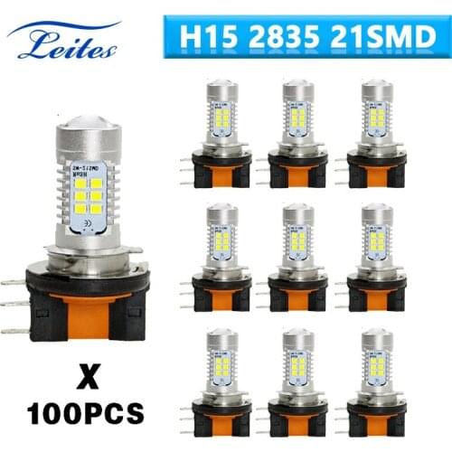 100pcs High Power 6000K White LED 2835SMD H15 LED Bulbs Fog Lights Auto Car Led DRL Daytime Running Light Fog Lamp