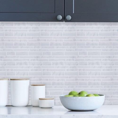 Vividtiles 12*12 inch Self Adhesive Vinyl Wallpaper Bathroom White Sticker Peel and Stick Subway 3D Effect Tiles