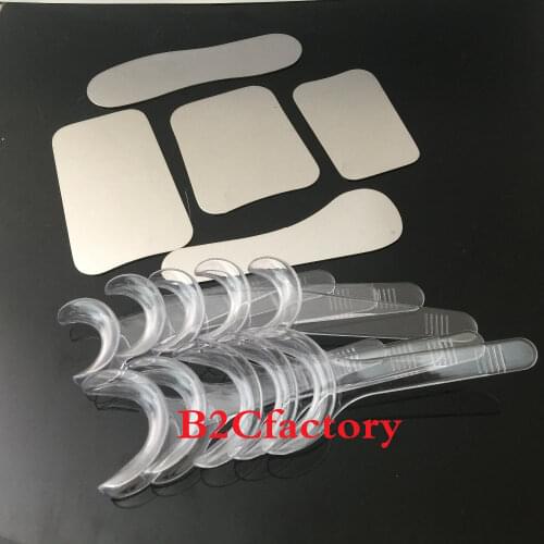 5pcs Dental Orthodontic Photographic Mirror Stainless steel Autoclavebale + 10PCS T-Shape Intraoral Cheek Lip Retractor Opener