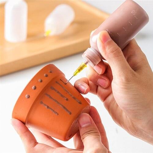 50ml Ceramic Art Squeeze Clay Bottle Multi-needle Point Line Texture Effect Creative Decoration DIY Pottery Painting Tool