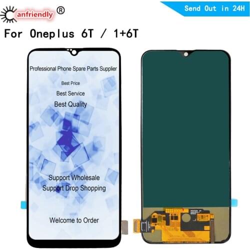 6.4" 100% Tested for Oneplus 6T 1+6T LCD Display Touch panel Screen Digitizer with frame Assembly 2340*1080 for oneplus6T