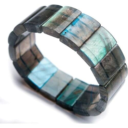 22x14mm Top Natural Blue Light Labradorite Crystal Bracelet For Women Men Stretch Birthday Gift Beads Stone Bangle Jewelry AAAAA
