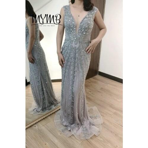 Plunging Neckline Body Fitted Women Wedding Party Evening Dress For Guest MYMB New Collection 2021 Mother Of Bride Gown MY21119