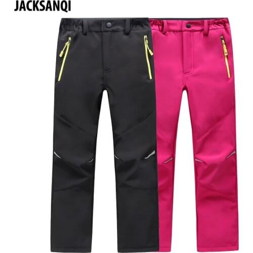 JACKSANQI Kids' Winter Fleece Softshell Hiking Pants Youth Children Outdoor Waterproof Camping Trekking Skiing Thousers RA094