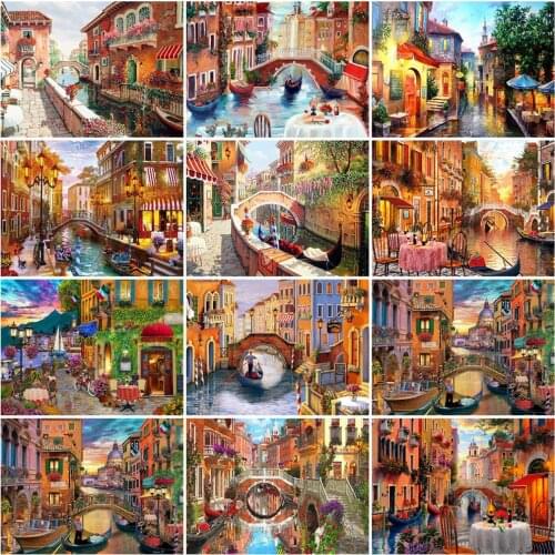 EverShine Diamond Mosaic Street Cross Stitch Diamond Painting Landscape Rhinestones Art Bead Embroidery Needlework Home Decor