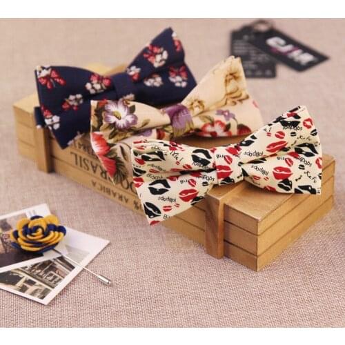 22colors Korean fashion designer casual hot mens women bow ties Linen cotton paisley flower floral bowtie butterfly 50pcs/lot