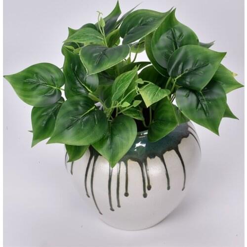 Artificial Plants Green Plants Potted Home Living Room Decor Simulation Leaves Over Glue Green Persian Leaves Fake Grass