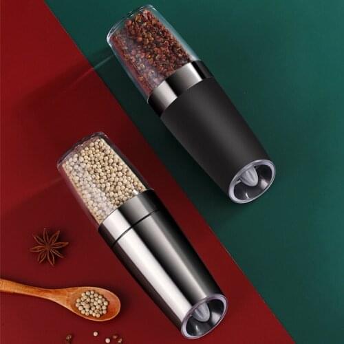 New Style Pepper Grinder Gravity Induction Electric Stainless Steel sea Salt Pepper Black Pepper Grinder Seasoning Bottle