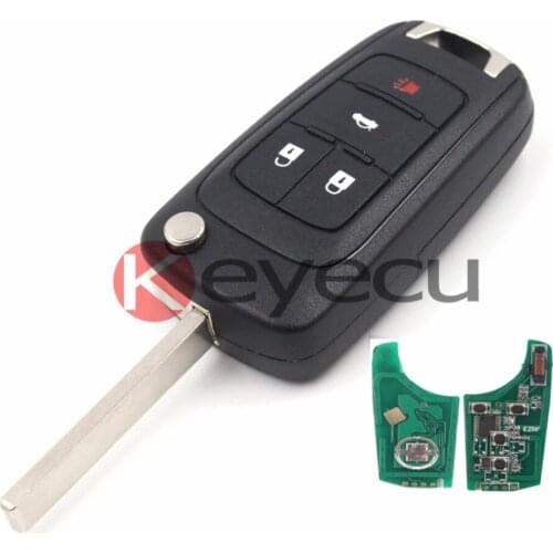 KEYECU 10pcs/lot Folding Remote Key Fob 4 Button 315MHz ID46 for Chevrolet Equinox Cruze Uncut Blade