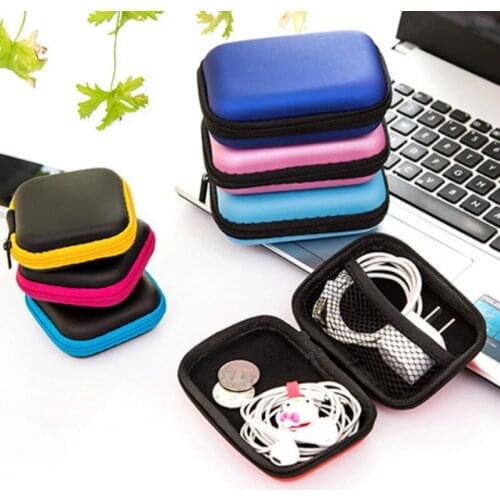 Square Earphone Wire Organizer Box Data Line Cables Storage Box Case Container Coin Headphone Protective Box