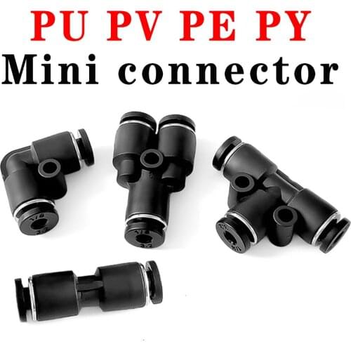 Miniature PD pneumatic quick coupling M3 M5 M6 1/8 "external thread hose 3 5 6mm pneumatic tube micro coupling T-thread side tee