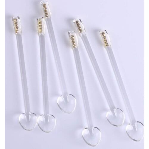 6 Pieces Set Glass Tea Spoon Creative Coffee Spoons Specialty Restaurant Mixing Gold Silver Stone Color Dinnerware Tableware