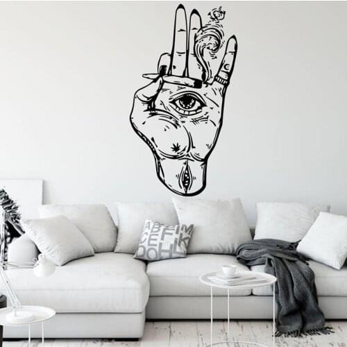 Palm eyes smoking tobacco leaf decals beauty salon salon tattoo studio bars bachelor parties room decoration vinyl wall stickers