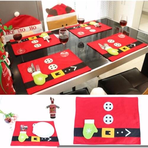 Newest Christmas Tableware Pad Mat Ornaments Santa Holiday Party Home Kitchen Decor