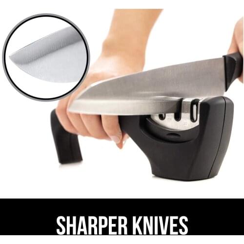 Knife Sharpener, Professional Chef 3-Stage Design, Easy Manual Sharpening, Safely Restore Repair Polish and Sharpen Dull Knives