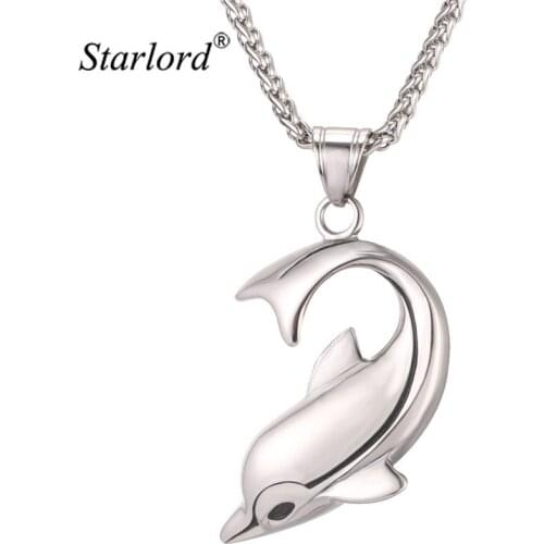Starlord Charming Dolphin Necklace Pendant Stainless Steel/Gold Color Rope Chain For Women Lucky Love Jewelry Gift 2017 GP2448