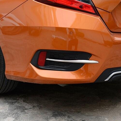 BBQ@FUKA 2 pcs New Chrome ABS Car Rear Fog Light Lamp Moulding Trim Auto Exterior Part Fit for Honda Civic 16-18 Car Styling