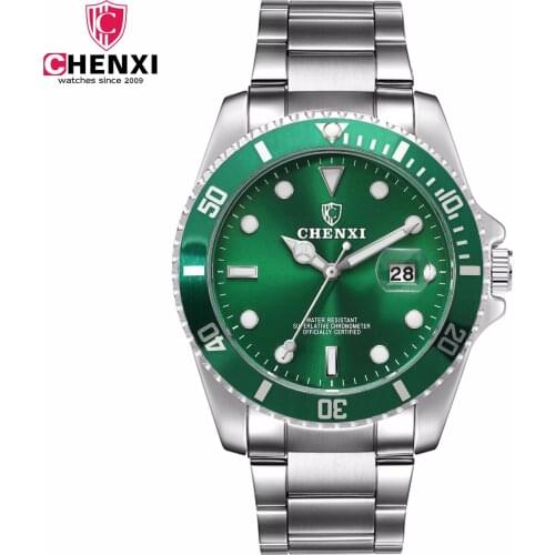 2020 Luxury Fashion Mens Watches Quartz Stainless Steel Waterproof Chenxi Top Brand Green Wrist Watch For Man Relogio Masculino