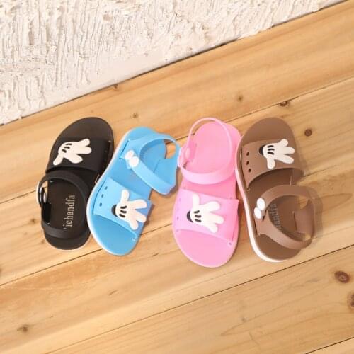 2021 Disney New Summer Boys and Girls Sandals Mini Melissa Cartoon Mickey Jelly Sandals Casual Beach Slippers Flat Sandals