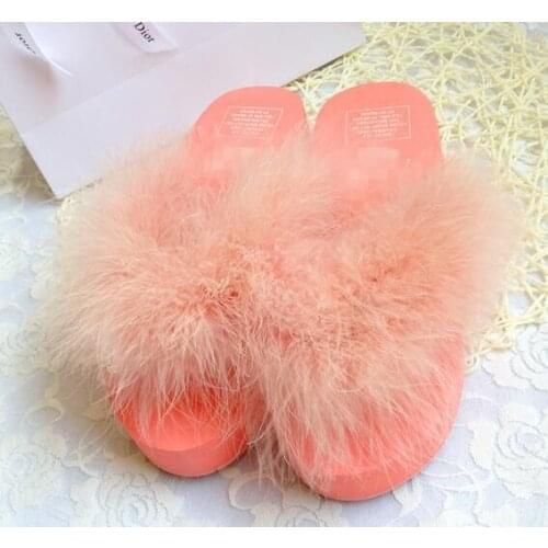 Fashion woman Summer Fur Platform Flip Flops Women Wedges Platform Sandals Slippers ladies sandals beach shoes FREE SHIPPING