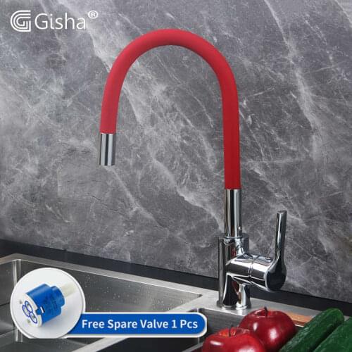 Gisha New Arrival 5-color Silica Gel Nose Any Direction Rotation Kitchen Faucet Cold and Hot Water Mixer Torneira Cozinha 2G2014
