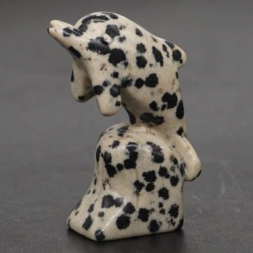 Dolphin Statue 1.5" Natural Dalmation Jasper Carved Stone Crafts Figruine Home Decor