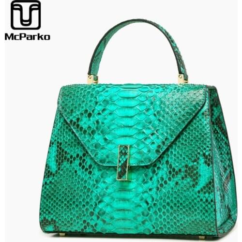 McParko Luxury Snake Skin Shoulder Bags Women Handbag Genuine Leather Python Handbags Ladies Bags Fashion Black White Hand Bag