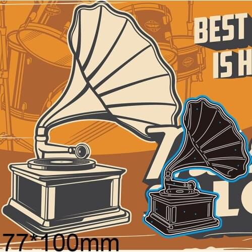 Cutting Dies Phonograph Card Decor New for Decoration Scrapbooking Stencil Paper Craft Album Template 77*100mm