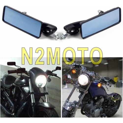 Street Motorcycles 10mm Thread Universal Black Rectangle Side View Mirrors For Bikes Choppers Cruiers Touring Yamaha Kawasaki