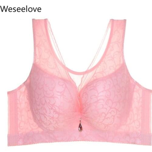 Weseelove New Lace Underwear Plus Size Bra Bralette Vest Breast Hugging Adjustable Bra Soutien Gorge Femme Lace Underwear E82-3