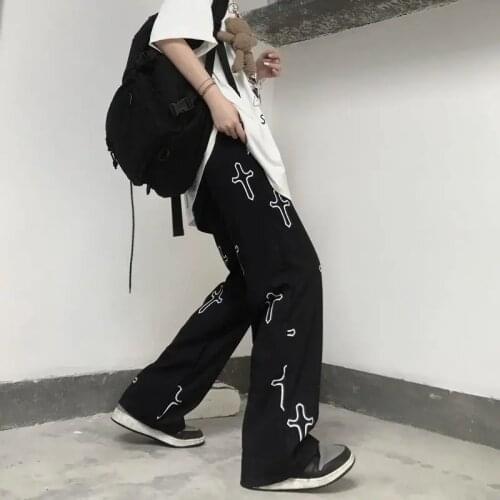 Women pants Harajuku korean fashion Harem Pants Floral Printed Elastic Waist Wide Leg Trousers y2k cargo pants dress joggers