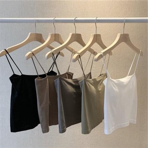 Women Slim Vest Sexy Crop Top Female Camisoles On Thin Straps Fashion Seamless Vest T Shirts Tube Top Solid Color Tanks Tee