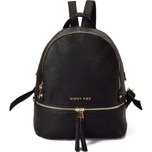 Fashion brand design ladies backpack waterproof PU leather girl solid color backpack zipper student school bag casual backpack