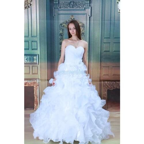 Free shipping 2016 new design hot sale ball gown A-line pleat customize size/color bridal dress elaborate white wedding dress