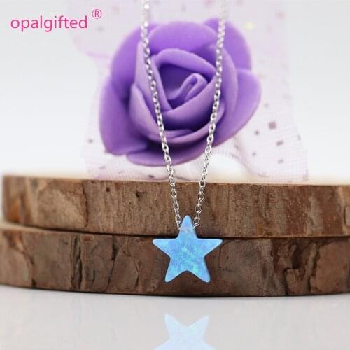 1pc Hot Summer 2 Colors Opal Necklace Pendant Cute Star Design Necklace For Women/girl High Quality 925 Sterling Silver Jewelry