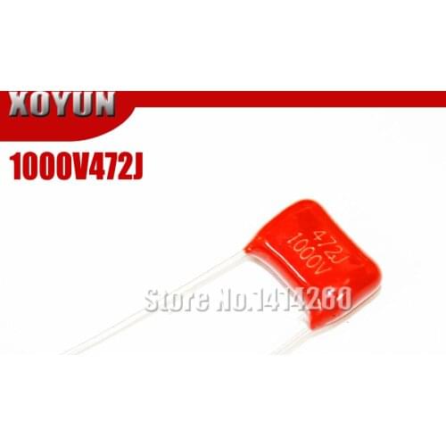 10PCS CBB13 1000V472J 1000V4.7NF 1000V4700PF Pitch 10mm 472J 1000V CBB Polypropylene Film Capacitor